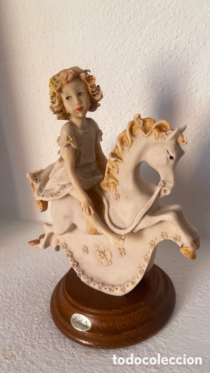 Antig&uuml;edades: Shy Rider ni&ntilde;a en caballo pintado a mano.1980