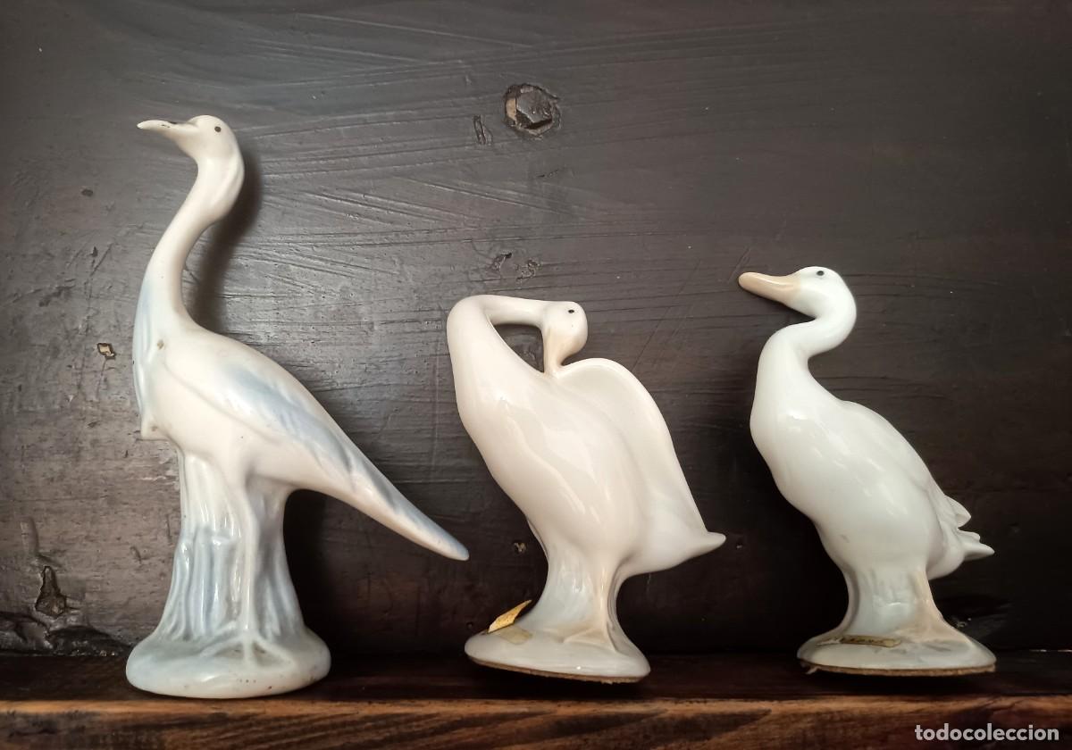 Antig&uuml;edades: LOTE DE TRES PEQUE&Ntilde;AS GARZAS, PORCELANA DE LLADR&Oacute;, VINTAGE