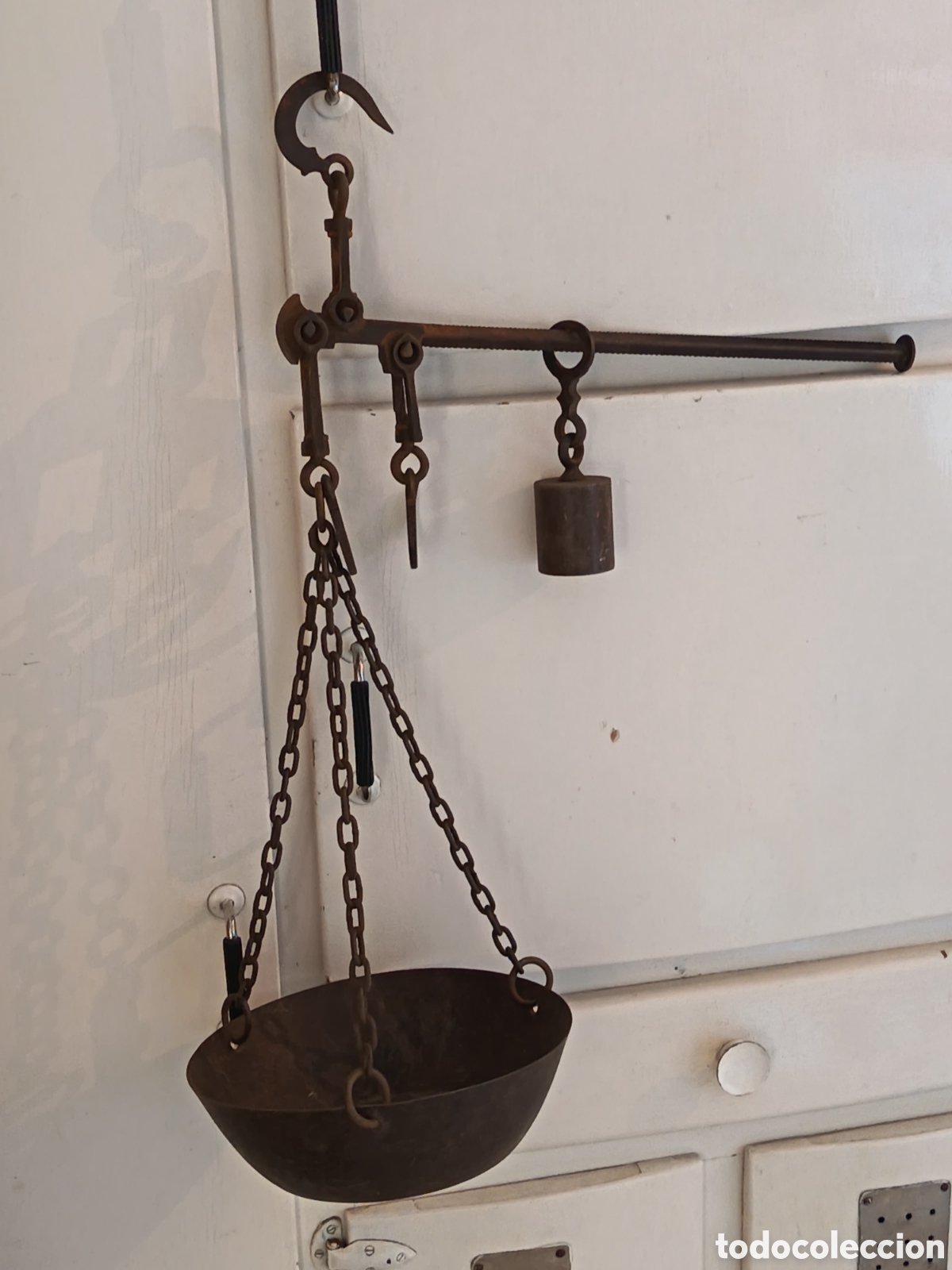 Antig&uuml;edades: Balanza romana antigua de metal, ideal para coleccionistas o decoraci&oacute;n. Muy buen estado, Tal Y como