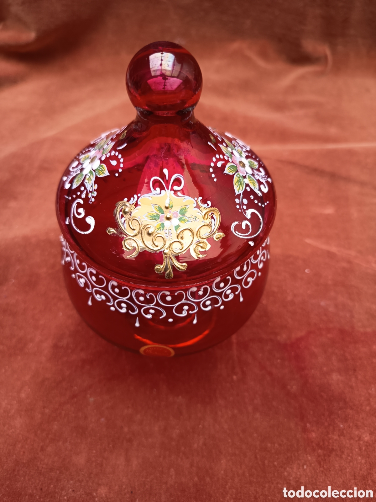 Antig&uuml;edades: Bombonera cristal murano esmaltada y oro