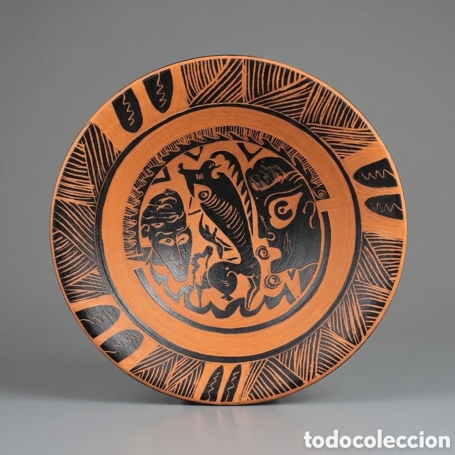 Antiques: GRAN PLATO DE BARRO COCIDO - M Hern&aacute;n Sanz - CUENCA