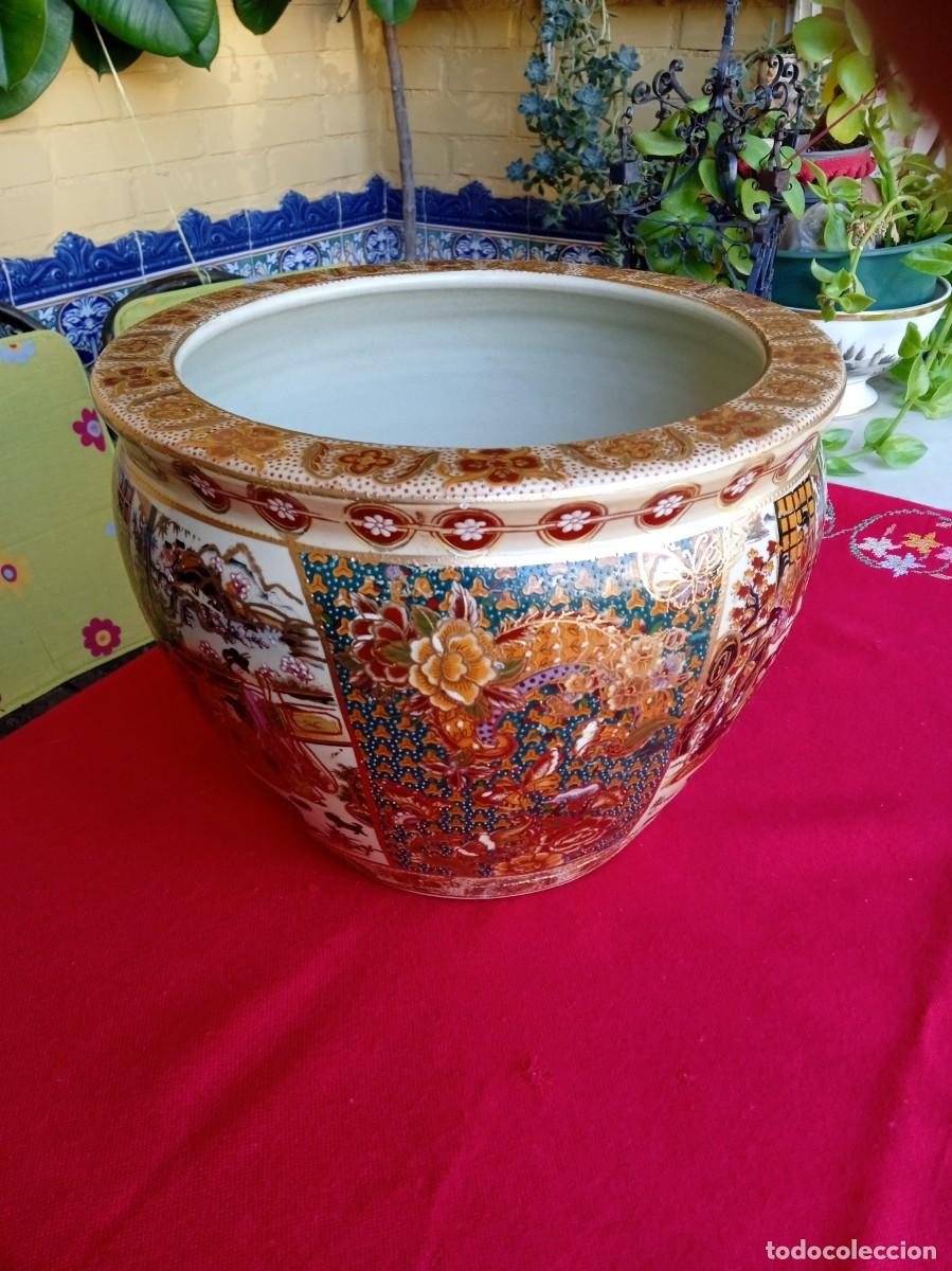 Antig&uuml;edades: Macetero pecera antigua de cer&aacute;mica porcelana Japonesa Satsuma