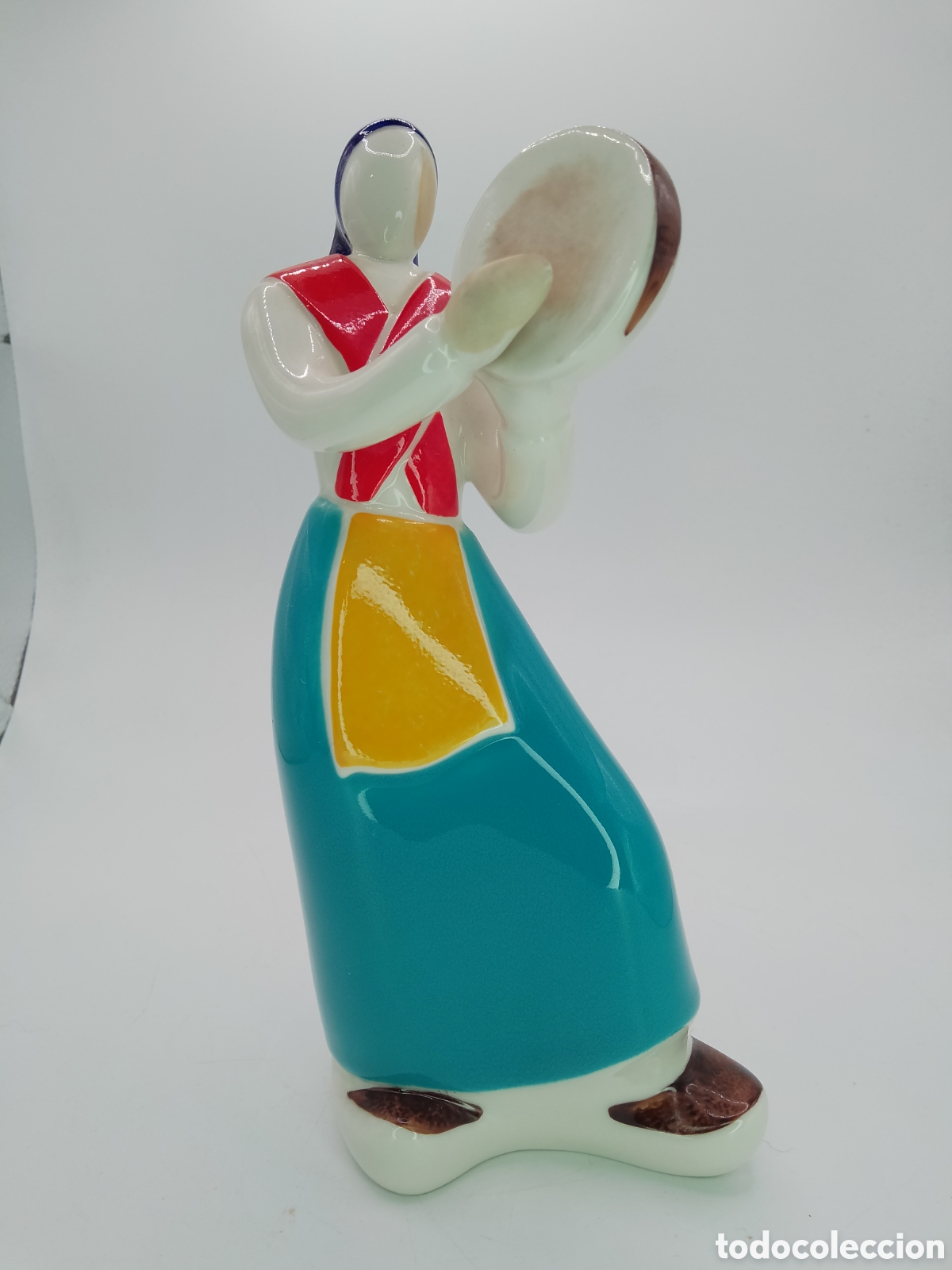 Antig&uuml;edades: Figura Porcelana Galos - Alborada Mujer Pandereta - Serie Limitada Caixa Galicia N&ordm; 0834