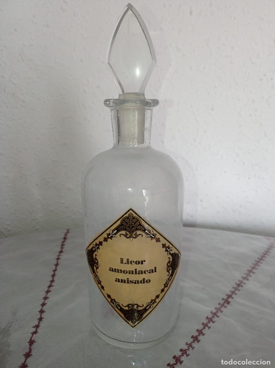 Antig&uuml;edades: Frasco de Farmacia Antiguo 26 cm - Licor Amoniacal Anisado