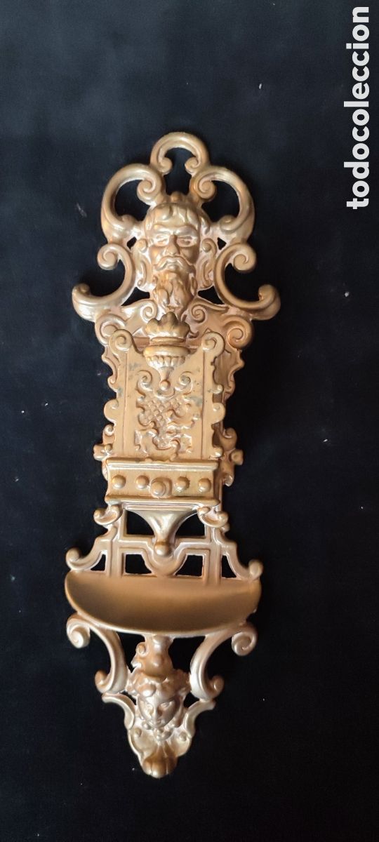 Antig&uuml;edades: Antiguo portacerillas de pared de bronce del siglo XIX