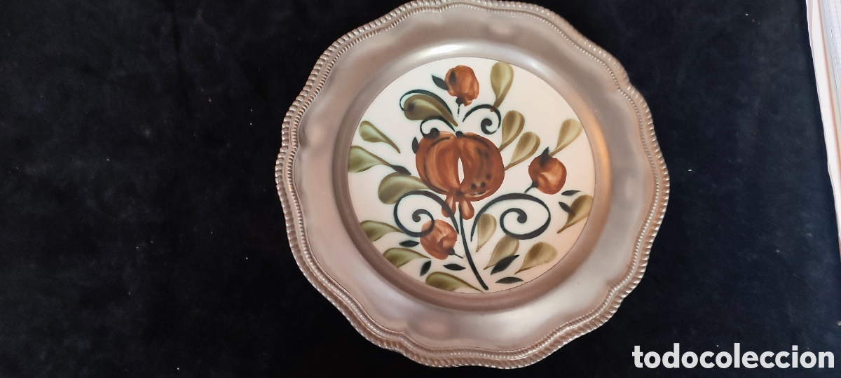 Antig&uuml;edades: Antiguo plato de ceramica pintado a mano Bosch la louvire Belgica