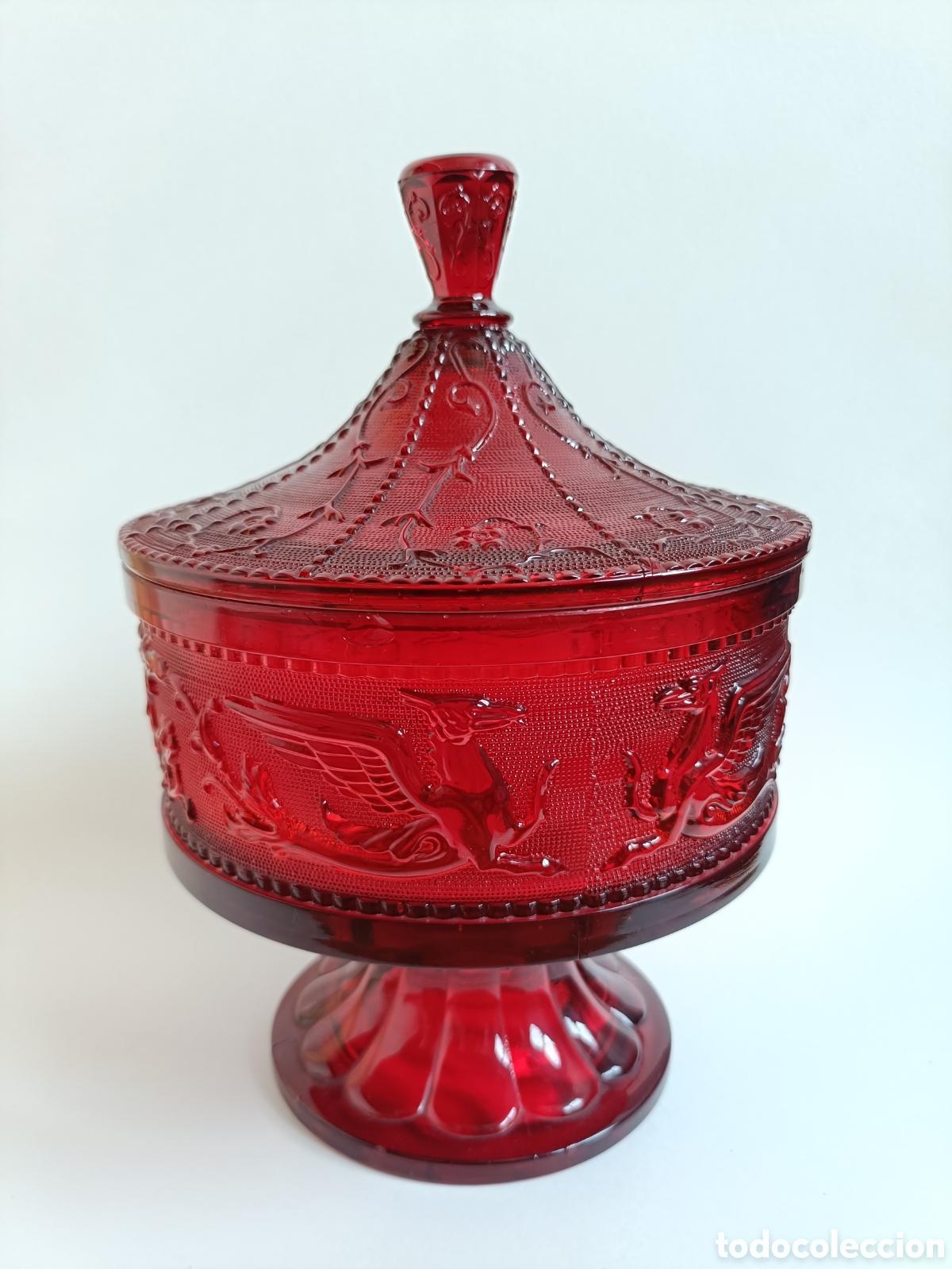 Antig&uuml;edades: Cop&oacute;n / Bombonera con Tapa Estilo Fenton Vintage