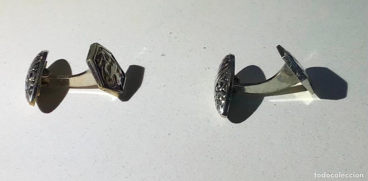Antig&uuml;edades: GEMELOS PLATEADOS CON ESMALTE - Foto 3