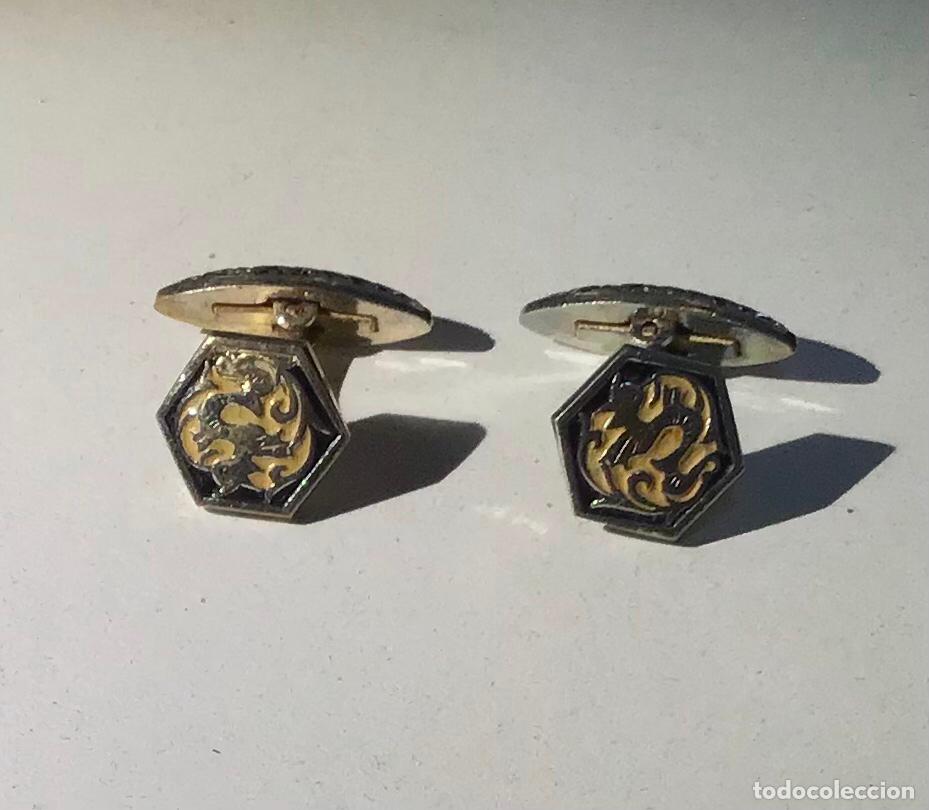 Antig&uuml;edades: GEMELOS PLATEADOS CON ESMALTE