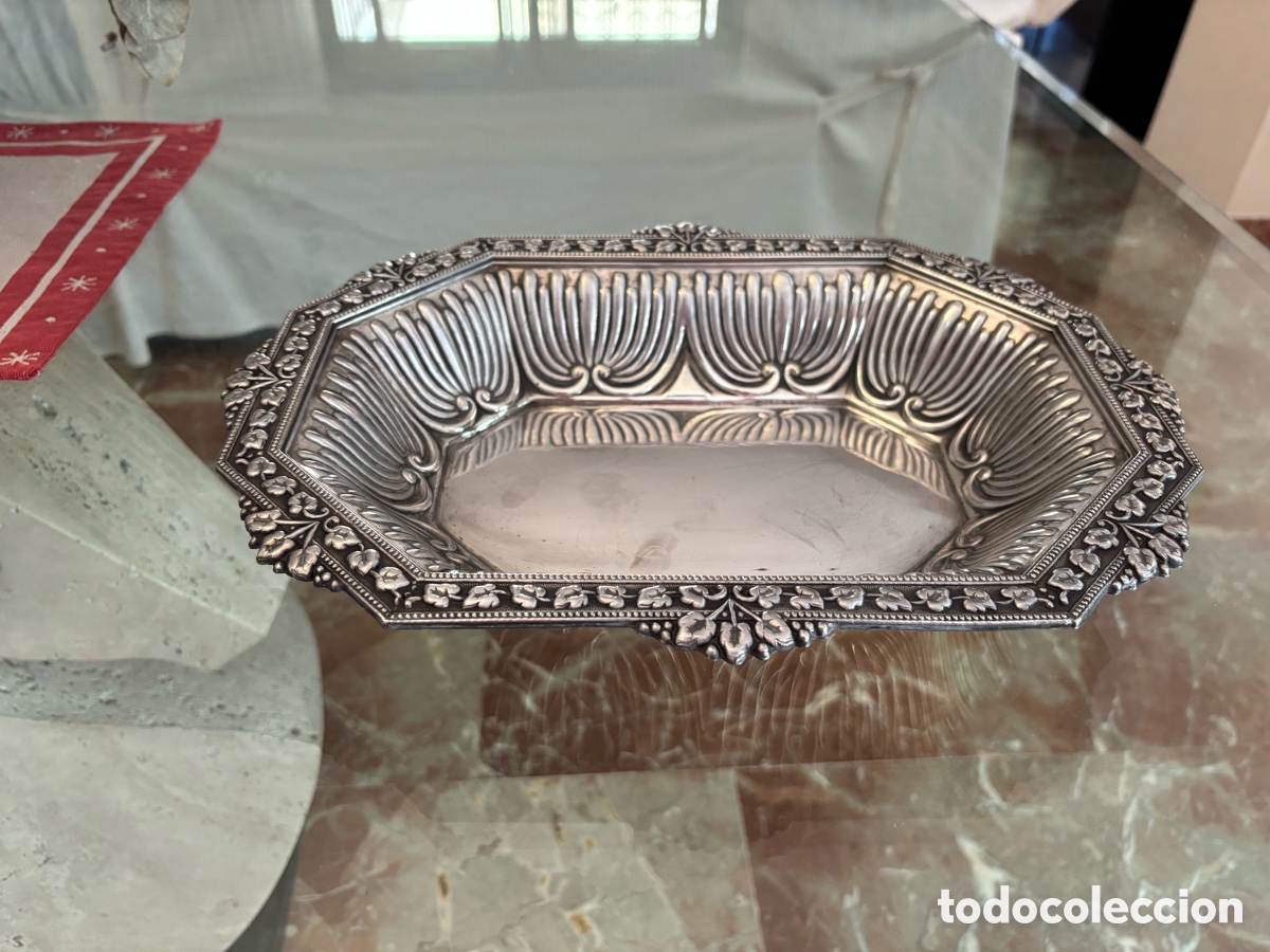 Antig&uuml;edades: Bandeja elegante decorada octogonal antigua - Foto 2