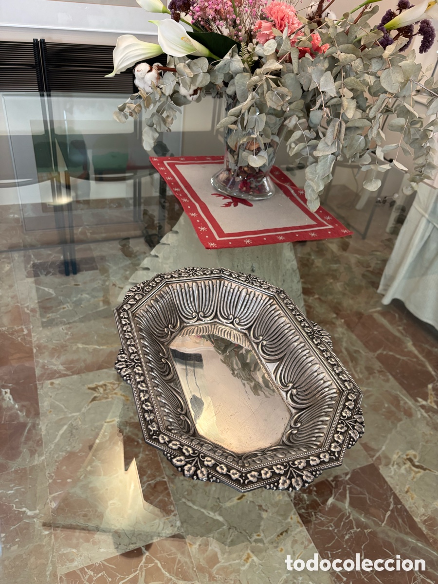 Antig&uuml;edades: Bandeja elegante decorada octogonal antigua - Foto 5
