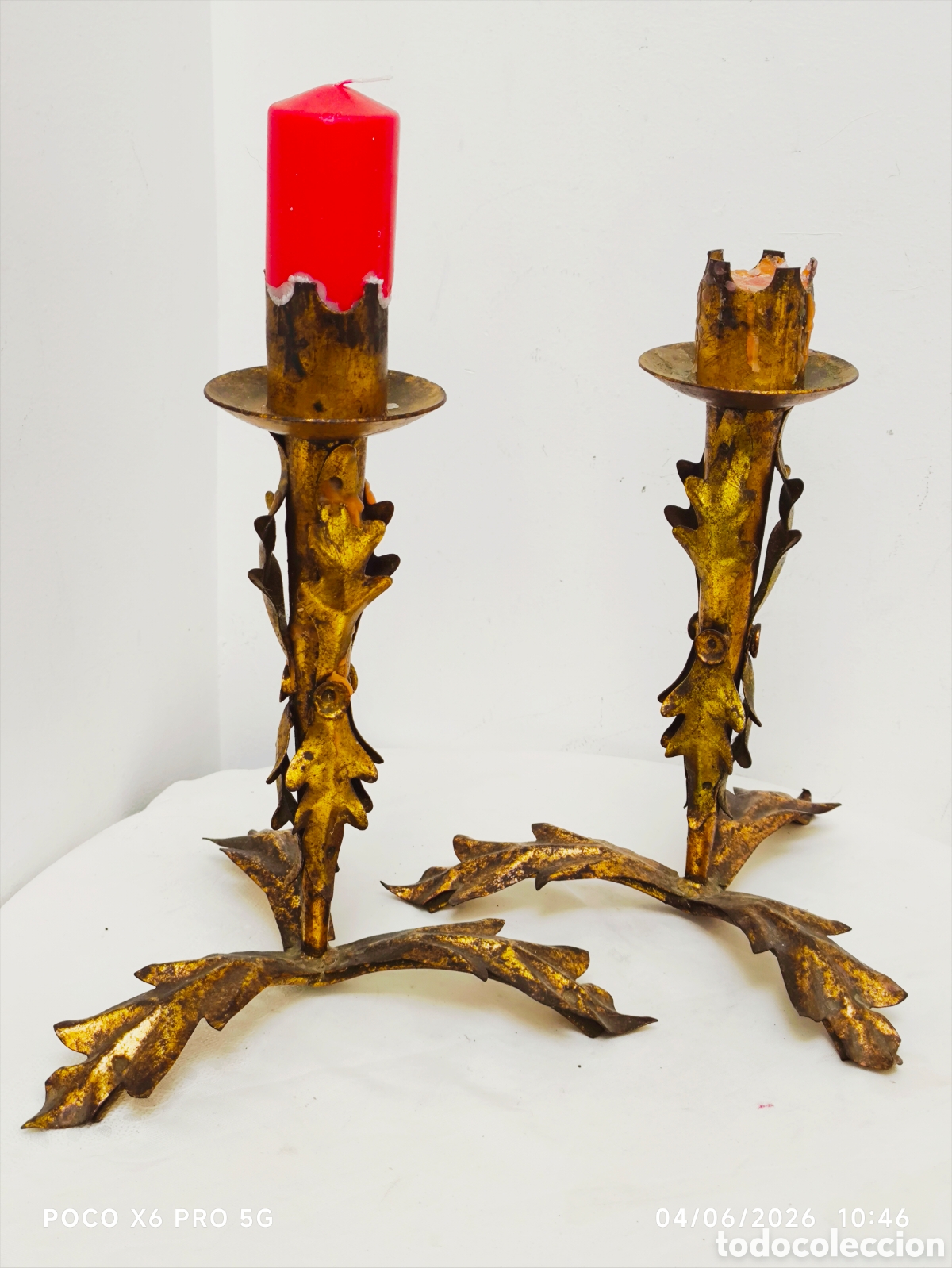 Antig&uuml;edades: Candelabros Bronce hojas de acanto