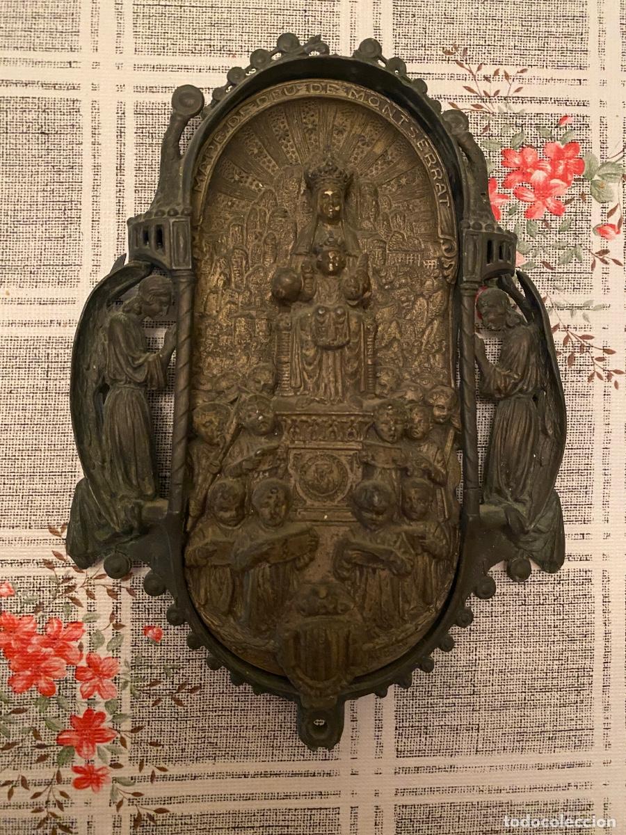 Antig&uuml;edades: BENDITERA ANTIGUA EN METAL VIRGEN DE MONTSERRAT MASVIDAL PRINCIPIOS SIGLO XX