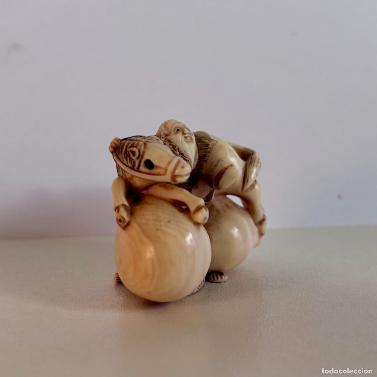 Antig&uuml;edades: Katabori Netsuke Policromado y Firmado periodo entre 1870 SHOZAN / MATSUYAMA