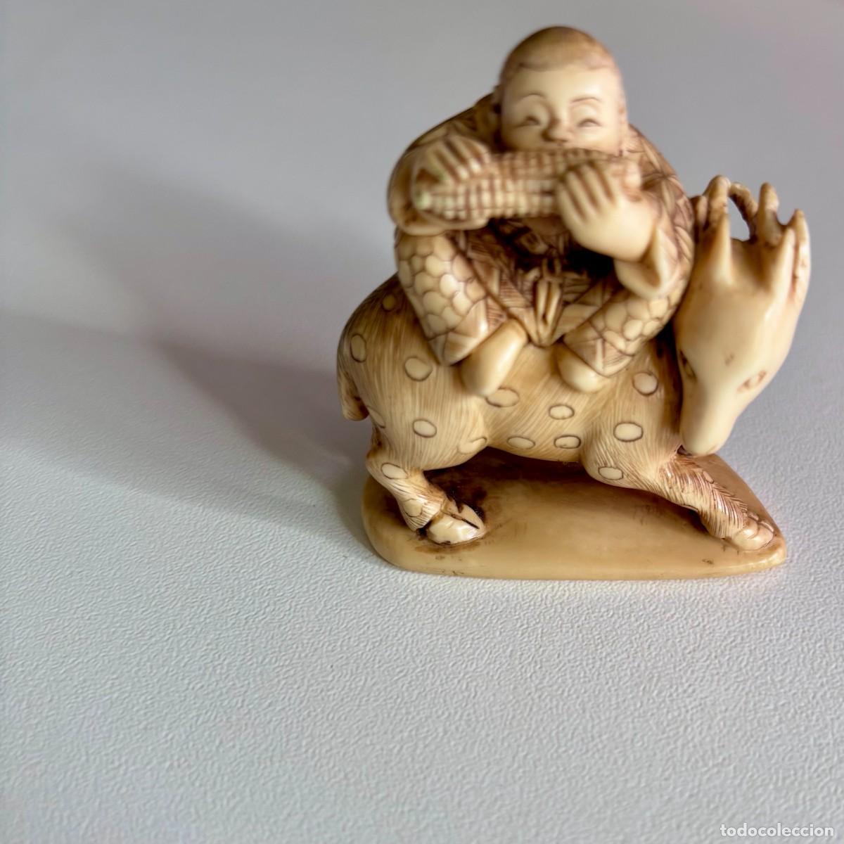 Antig&uuml;edades: Katabori Netsuke Policromado y Firmado periodo entre 1870-1920