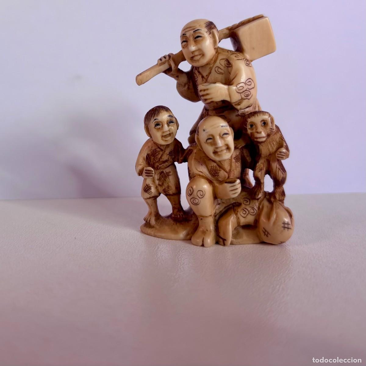 Antig&uuml;edades: Katabori Netsuke Policromado y Firmado periodo entre 1870-1920
