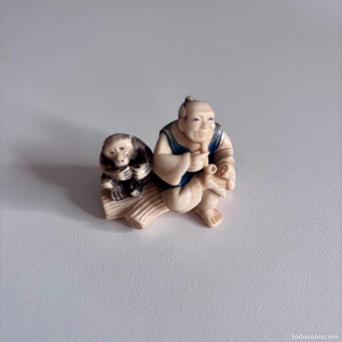 Antig&uuml;edades: Katabori Netsuke Policromado y Firmado periodo entre 1870-1920
