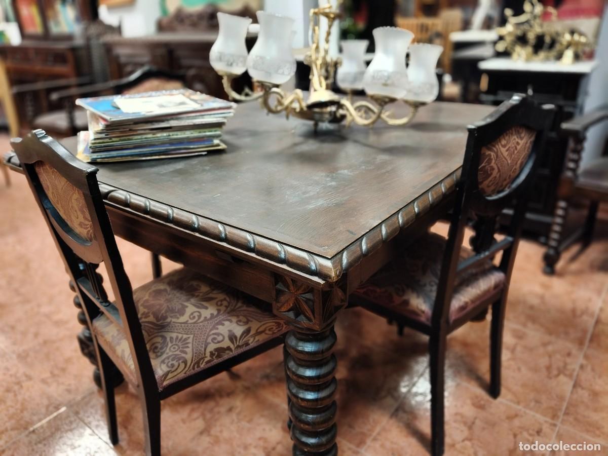 Antig&uuml;edades: Mesa antigua de madera tallada - Foto 3