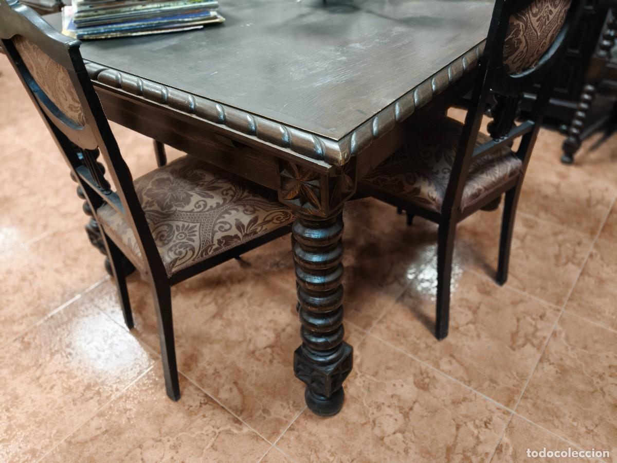 Antig&uuml;edades: Mesa antigua de madera tallada - Foto 4