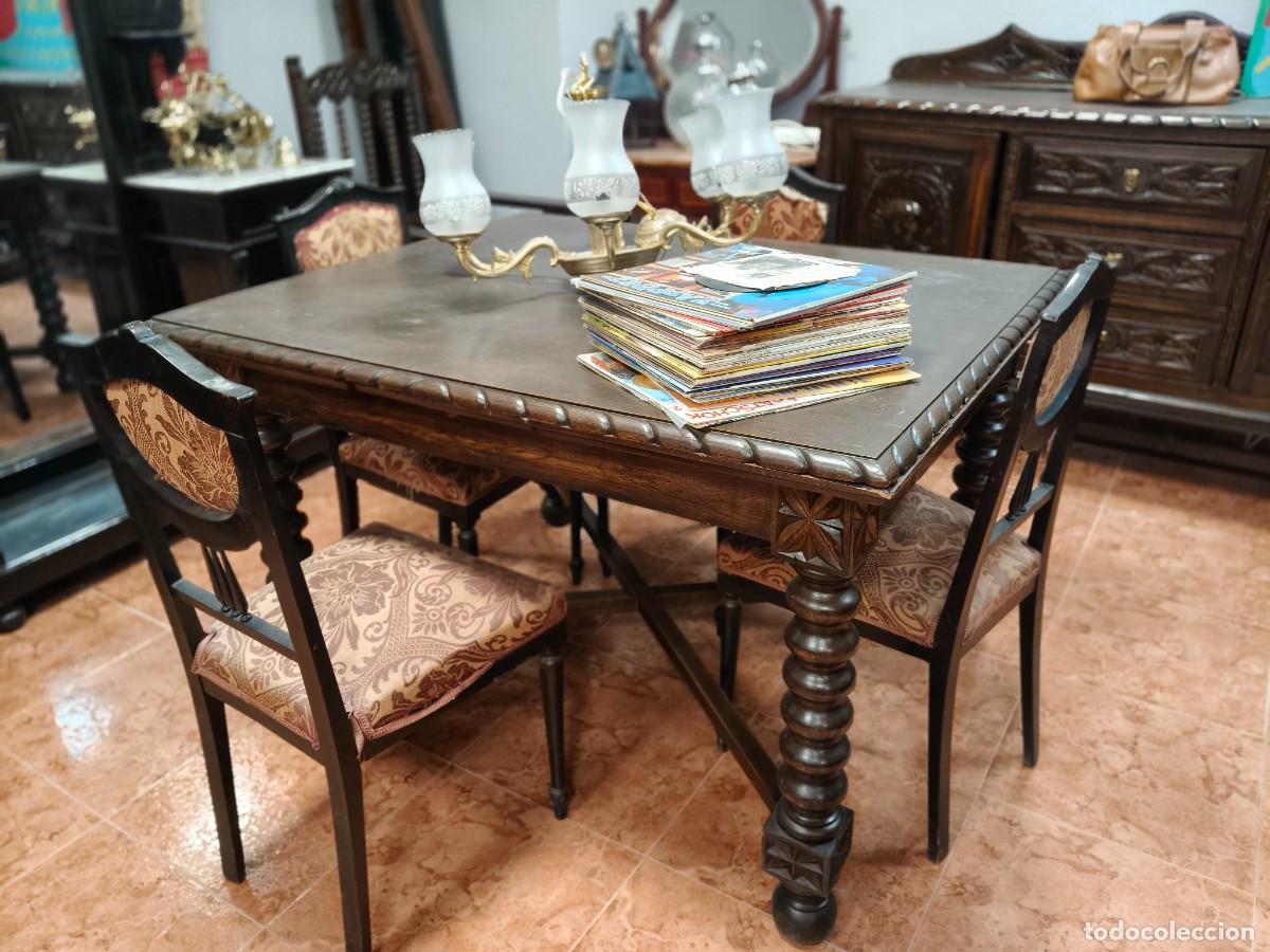 Antig&uuml;edades: Mesa antigua de madera tallada - Foto 1