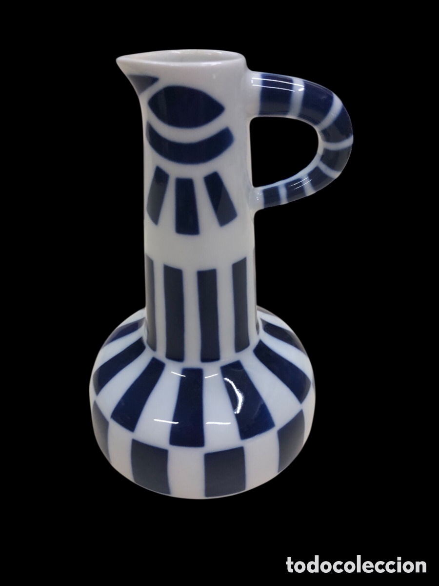 Antig&uuml;edades: Preciosa Jarra / Jarr&oacute;n de Porcelana SARGADELOS - Decoraci&oacute;n Geom&eacute;trica Azul Cobalto - Sello R.B.
