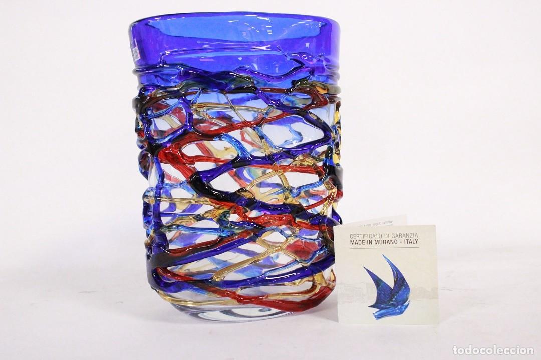 Antig&uuml;edades: Jarr&oacute;n azul de vidrio de Murano 4,5 Kg firmado por el artista Enrico Cammozzo, con certificado
