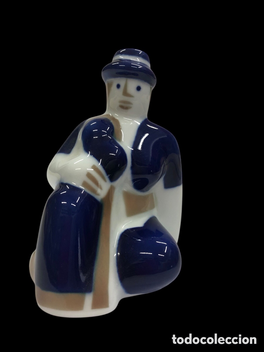 Antig&uuml;edades: Figura de Sargadelos - Ciego con Gaita / Peregrino de Santiago (Ref. C-33) - 11,5 cm