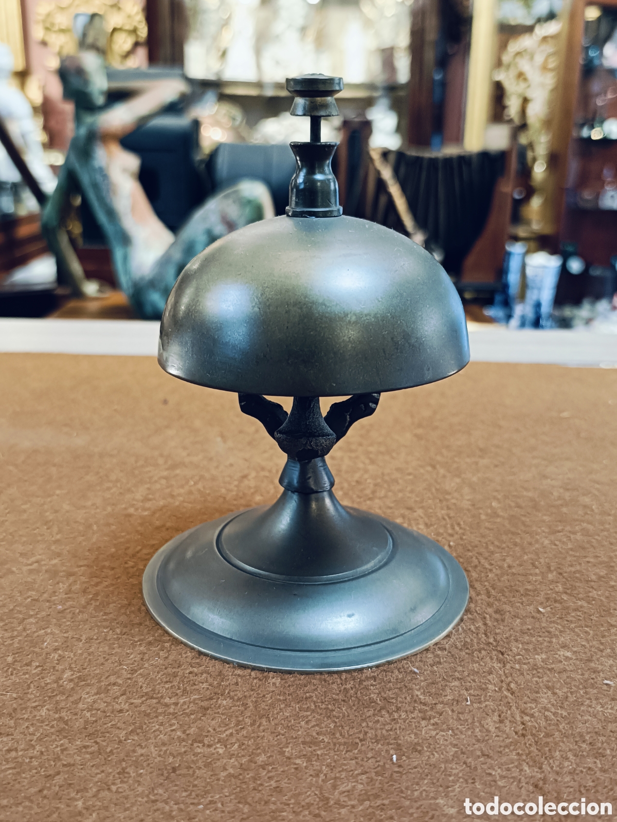 Antig&uuml;edades: ANTIGUO TIMBRE DE BRONCE SOBREMESA PARA RECEPCION HOTEL OFICINA COMERCIO PULSADOR SERVICIO