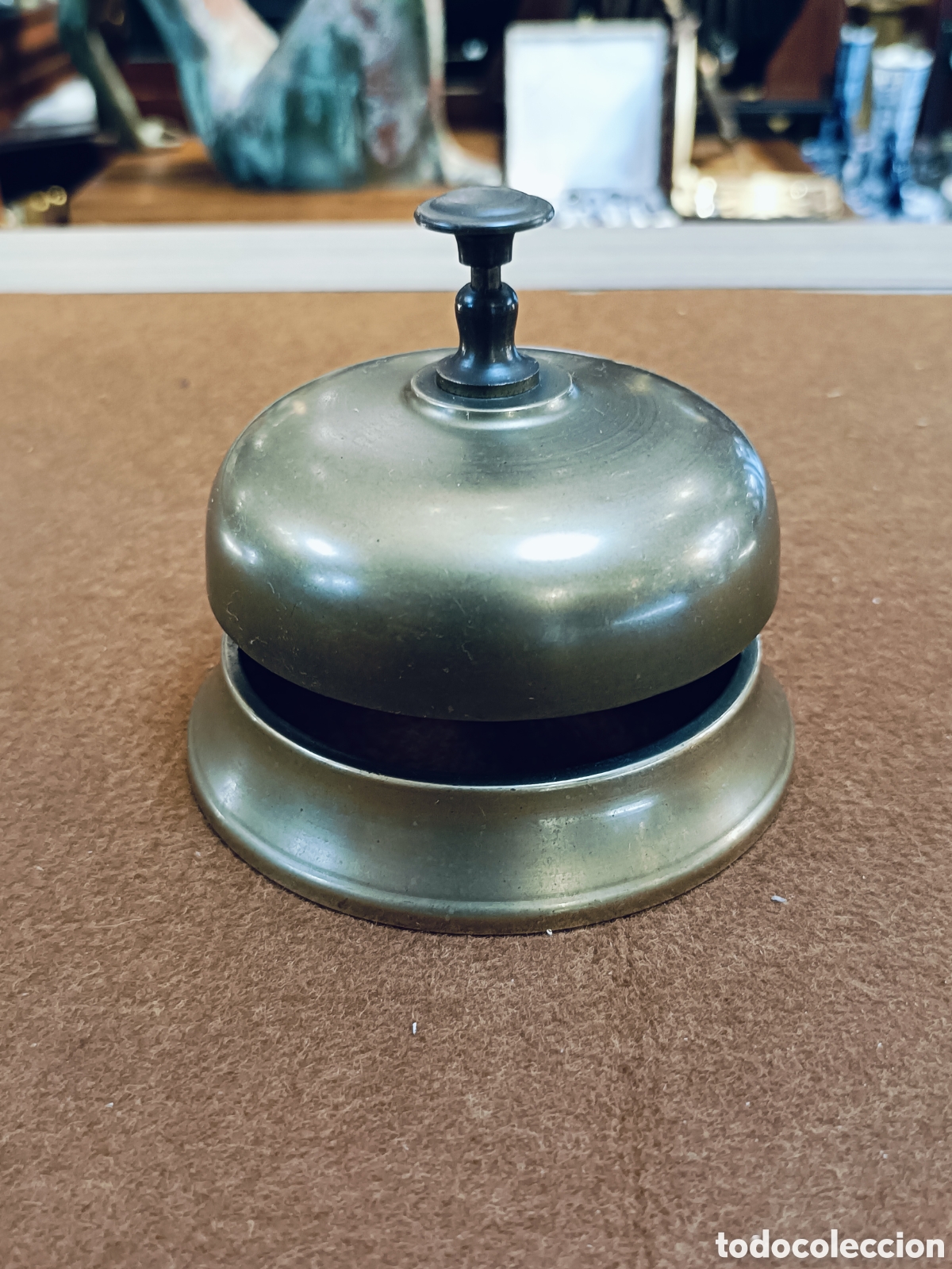 Antig&uuml;edades: ANTIGUO TIMBRE DE BRONCE SOBREMESA PARA RECEPCION HOTEL OFICINA COMERCIO PULSADOR SERVICIO