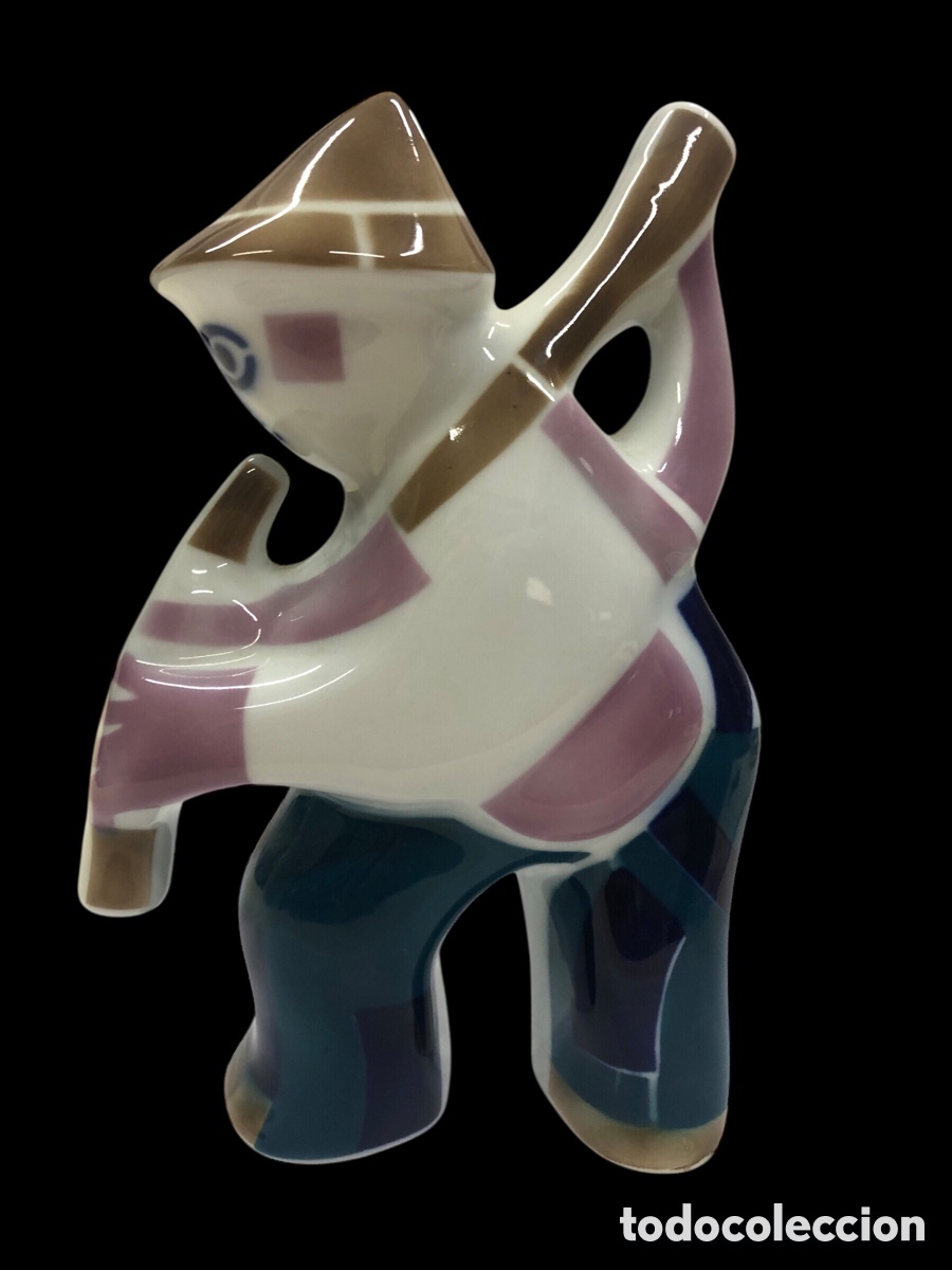 Antig&uuml;edades: Preciosa Figura &rdquo;Gaiteiro&rdquo; de Porcelana de Sargadelos &ndash; 18 cm &ndash; Pintado a Mano (P.V.)