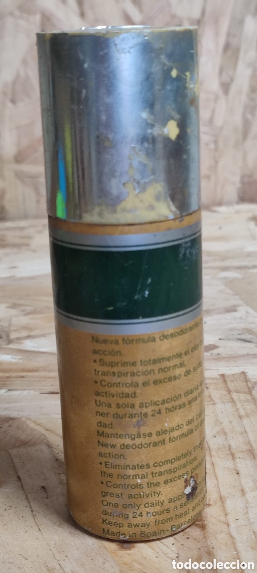 Antig&uuml;edades: Antiguo bote de desodorante en espray de Prime Minister Parera, vac&iacute;o.
