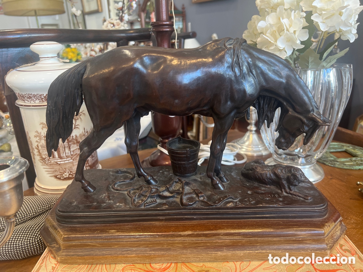 Antig&uuml;edades: Alfred Jacquemart Caballo y perro bronce