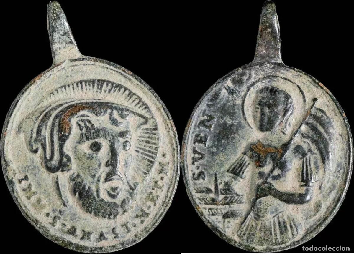 Antiquit&eacute;s: Medalla Siglos XVI-XVII, S. Anastasio / S. Venancio - 27x18 mm.