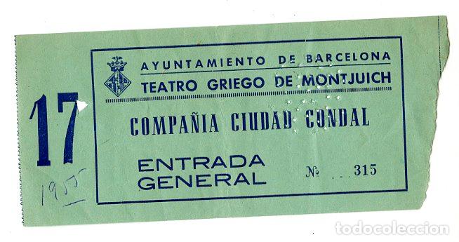 Antig&uuml;edades: Entrada Teatro Griego de Montjuich 1955 - Teatro