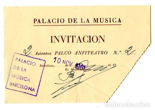 Antig&uuml;edades: Invitaci&oacute;n Palacio de la M&uacute;sica 1961 - M&uacute;sica
