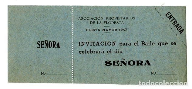 Antig&uuml;edades: Invitaci&oacute;n Fiesta Mayor La Floresta 1947 Se&ntilde;ora