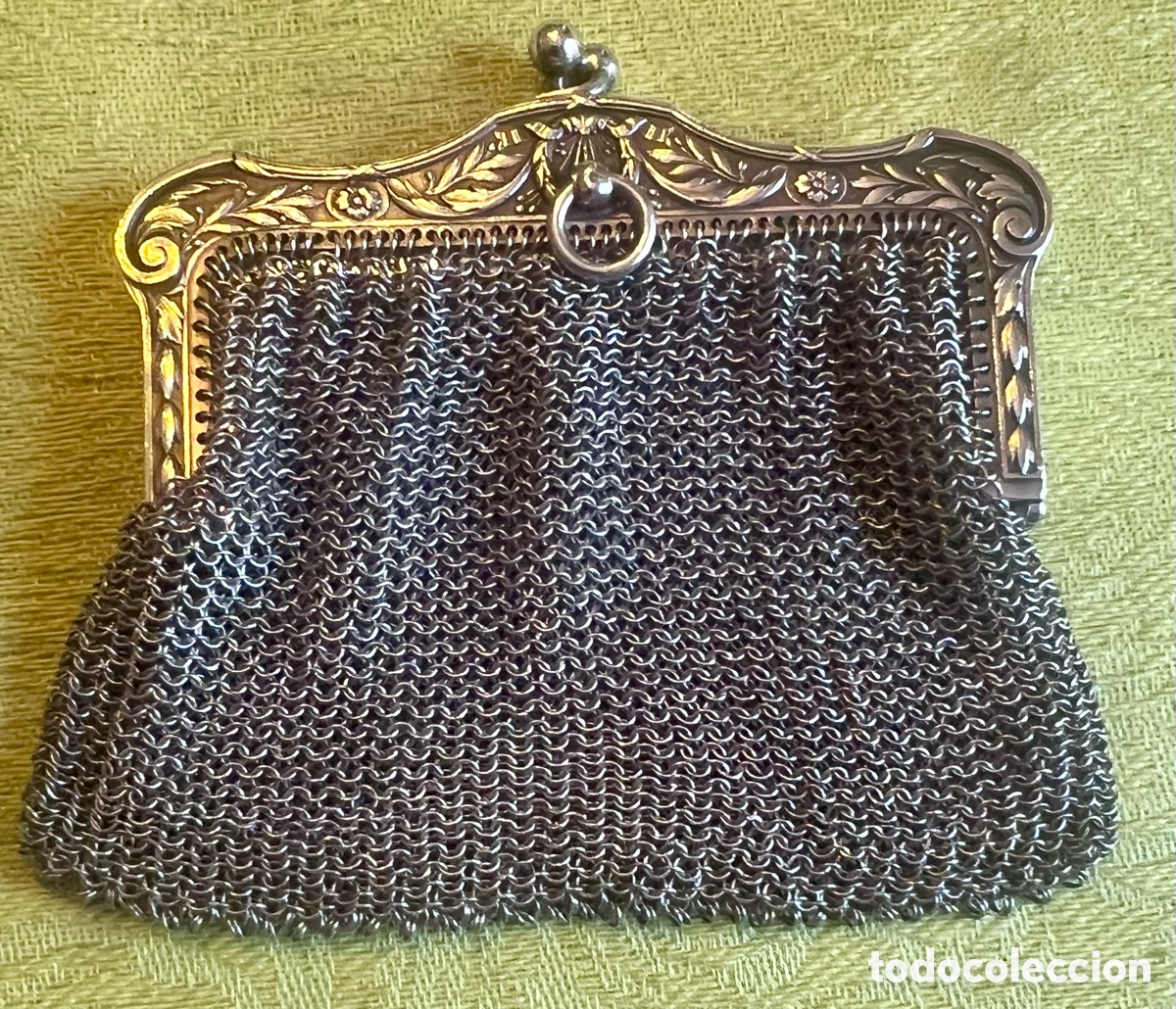 Antig&uuml;edades: Antiguo Bolso Limosnero Doble en Plata. Marca D&eacute;pos&eacute; (c. 1910)
