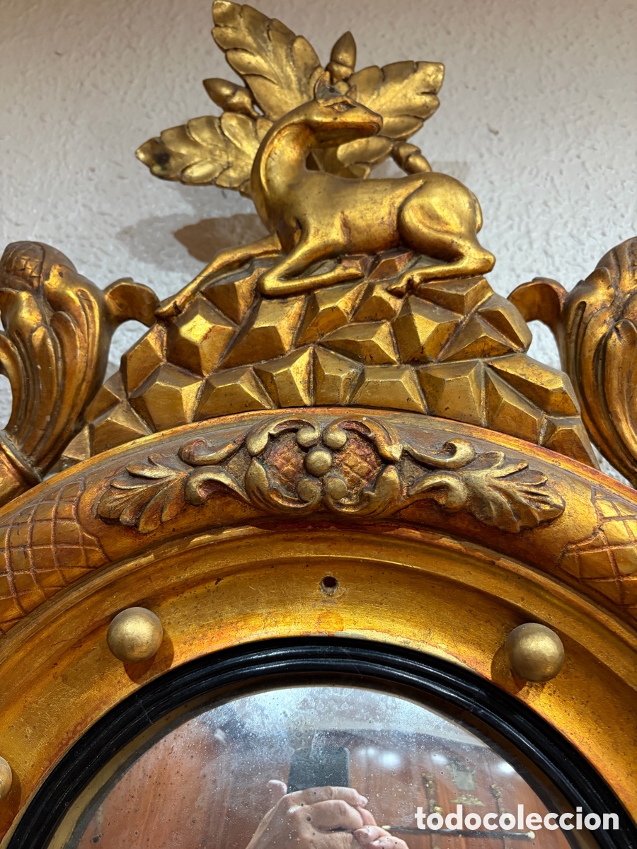Antig&uuml;edades: Espejo de madera dorado - Foto 2
