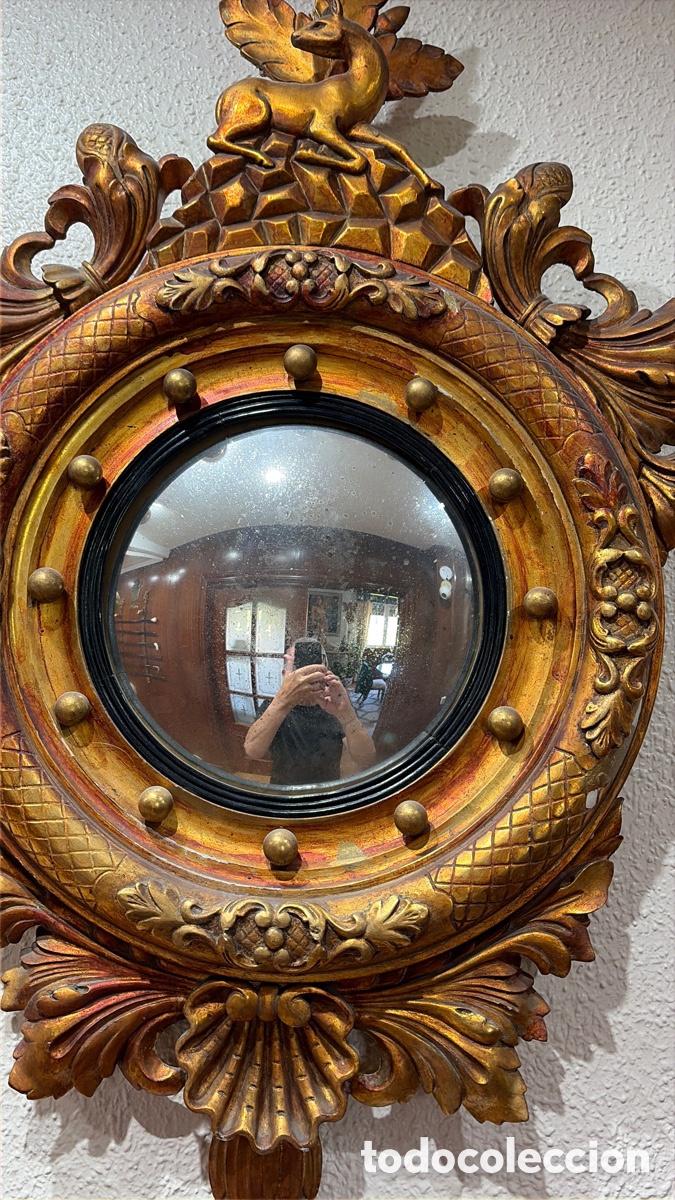 Antig&uuml;edades: Espejo de madera dorado - Foto 5