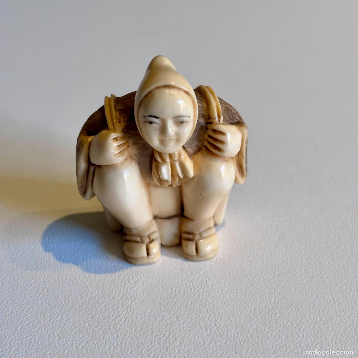 Antig&uuml;edades: Katabori Netsuke Policromado y Firmado periodo entre 1870-1920