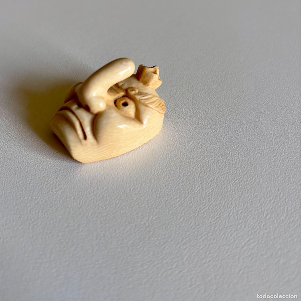 Antig&uuml;edades: Katabori -Mascara Netsuke Policromado y Firmado periodo entre 1870-1920