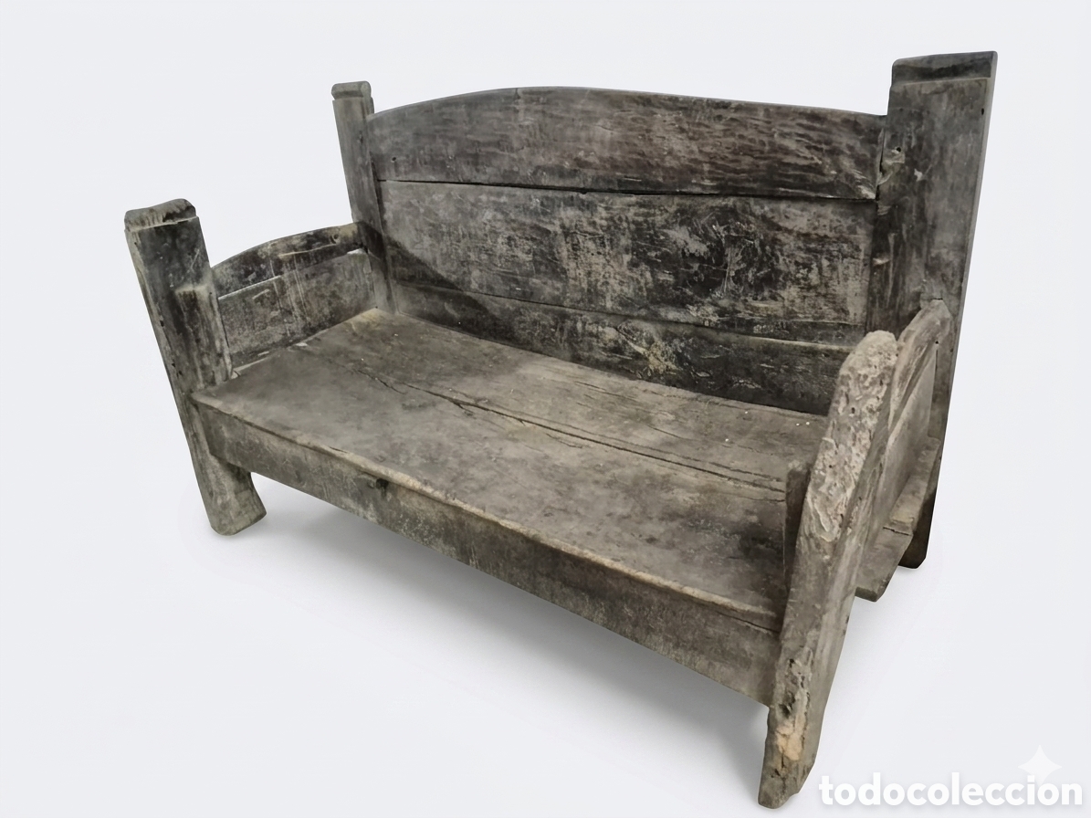Antiques: Esca&ntilde;o o banco de encina s. XVIII