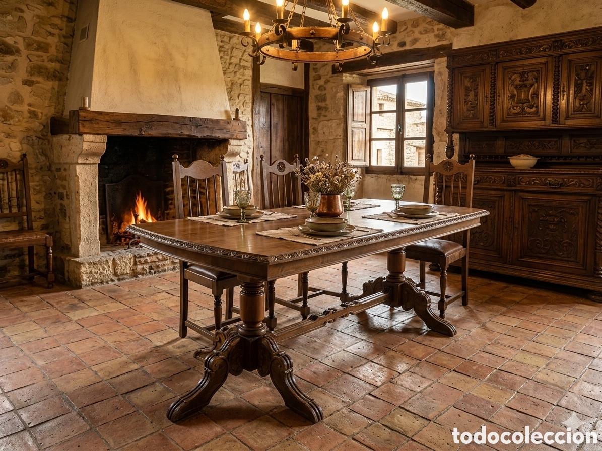 Antig&uuml;edades: Mesa de comedor de madera de casta&ntilde;o - Foto 3