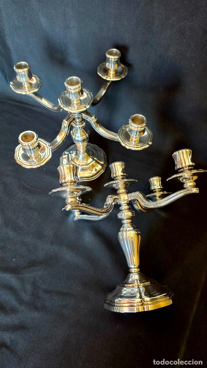 Antig&uuml;edades: Excepcional Pareja de Candelabros de Mesa de Plata Fina St. M&eacute;dard Par&iacute;s c.1950