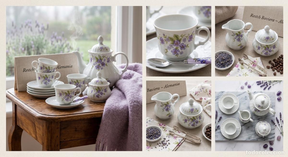 Antig&uuml;edades: Elegante Juego de Caf&eacute; de Porcelana Wunsiedel Bavaria - 27 Piezas - Nuevo (Disponible en Rosa o Lila