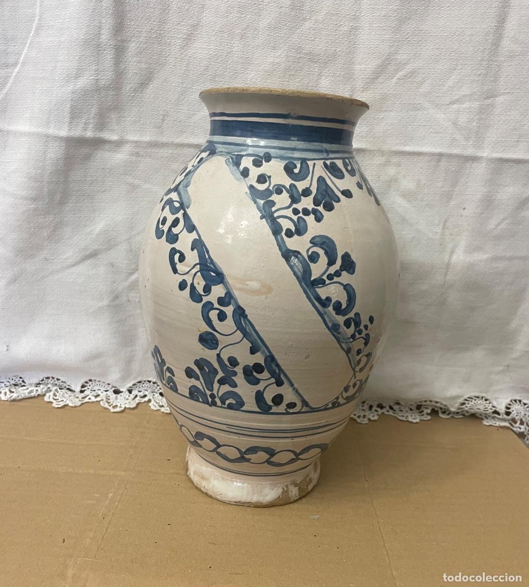 Antig&uuml;edades: ANTIGUA ORZA DE FARMACIA ARAGONESA S. XVIII . PERFECTO ESTADO (NO REPRODUCCI&Oacute;N) CON DECORACION AZUL