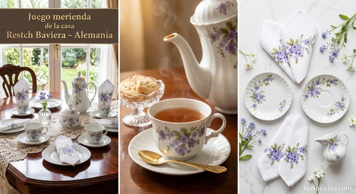 Antig&uuml;edades: Exclusivo Juego de Merienda con Mantel y Servilletas - Porcelana Wunsiedel Bavaria - Nuevo