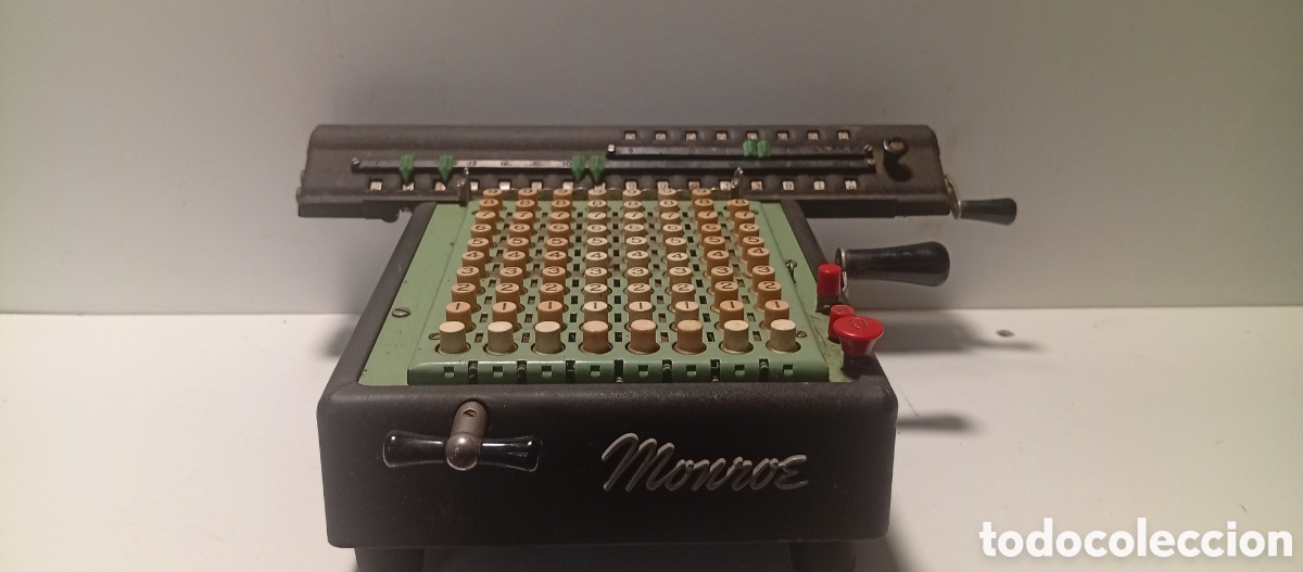 Antig&uuml;edades: Antigua Calculadora Mec&aacute;nica Manual MONROE - EE.UU. A&ntilde;os 30/40 - Pieza de Colecci&oacute;n (Teclado Verde)