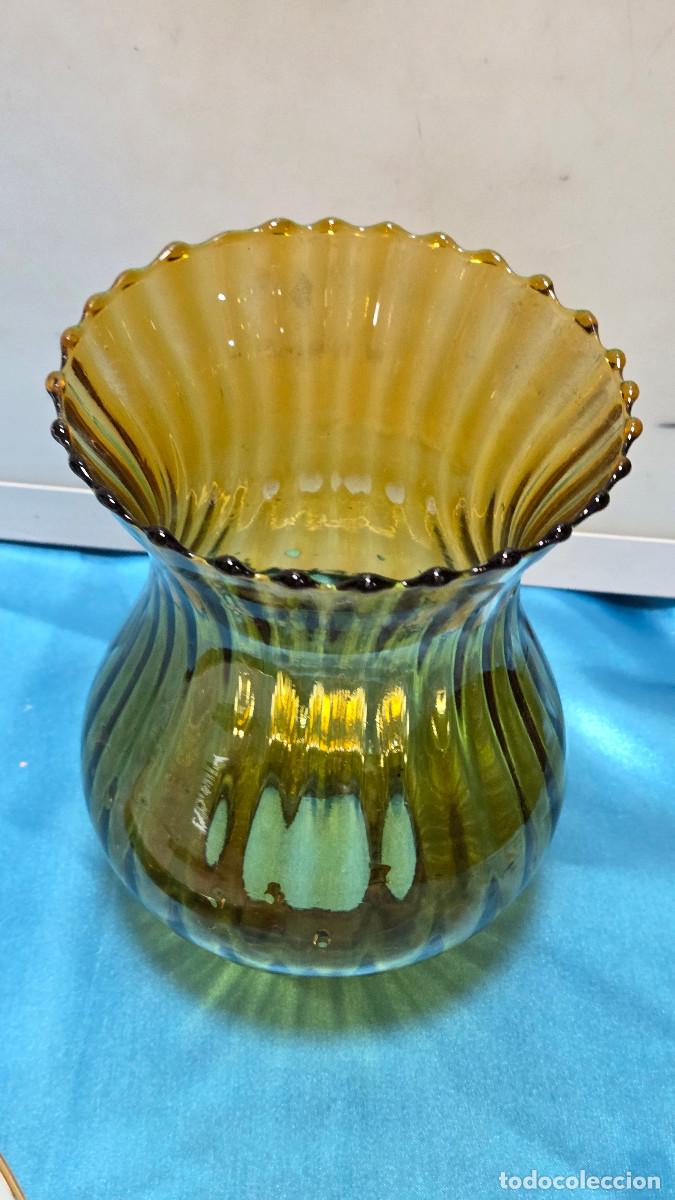 Antig&uuml;edades: tulipa de cristal ambar - Foto 2