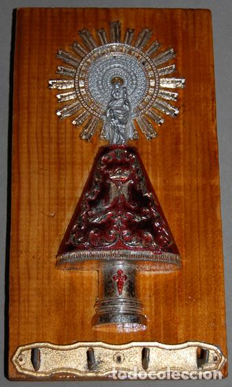 Antig&uuml;edades: ANTIGUO CUELGA LLAVES A&Ntilde;OS 60 NUESTRA SE&Ntilde;ORA DEL PILAR